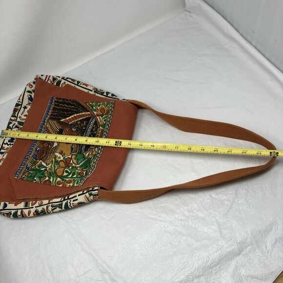 VTG Carpetbags of America Purse Egyptian Print Hobo Bag Purse 1970s Boho Hippie - Picture 3 of 14